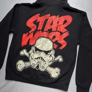 Star Wars Stormtrooper Skull Zip Up Hoodie Double Side Graphic Black red Small